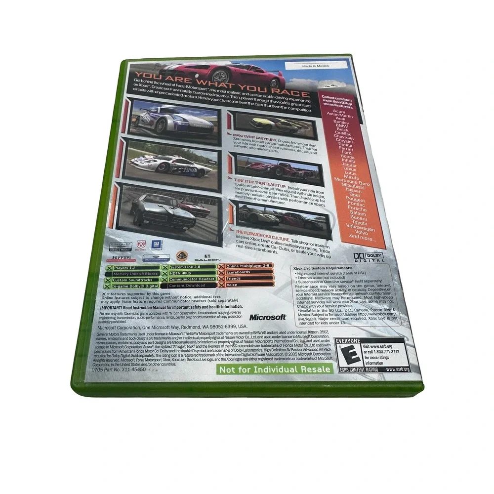 Forza Motorsport Microsoft Xbox Game Includes Xbox Live Arcade Manual NTSC OG